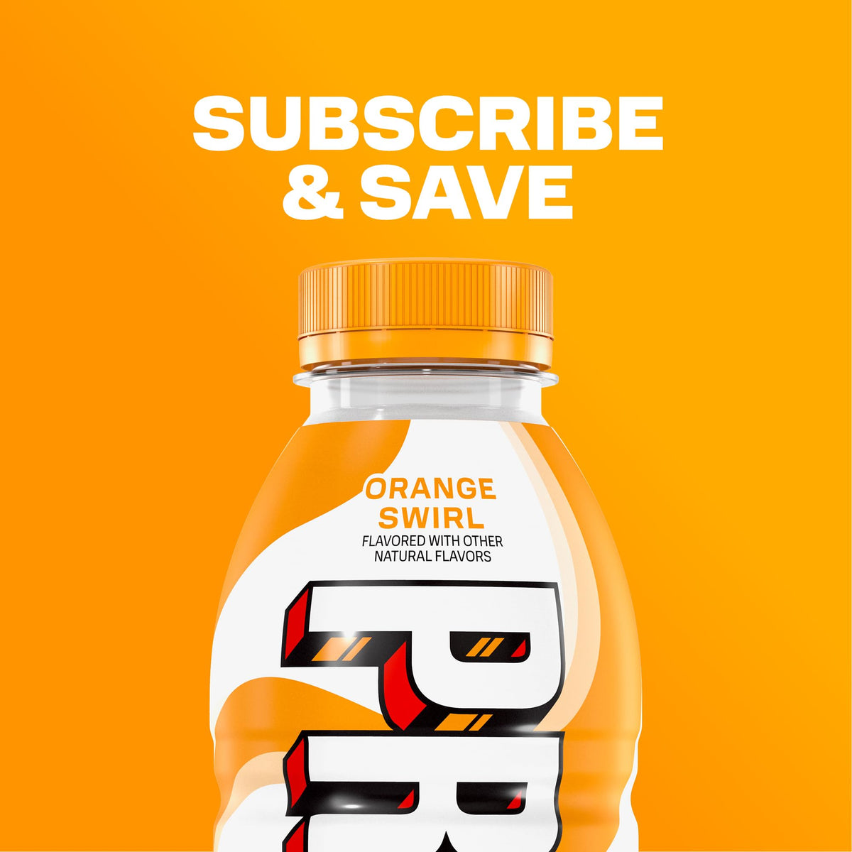 Back nutrition panel of Prime Hydration Orange Swirl bottle highlighting electrolytes.