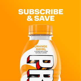 Back nutrition panel of Prime Hydration Orange Swirl bottle highlighting electrolytes.