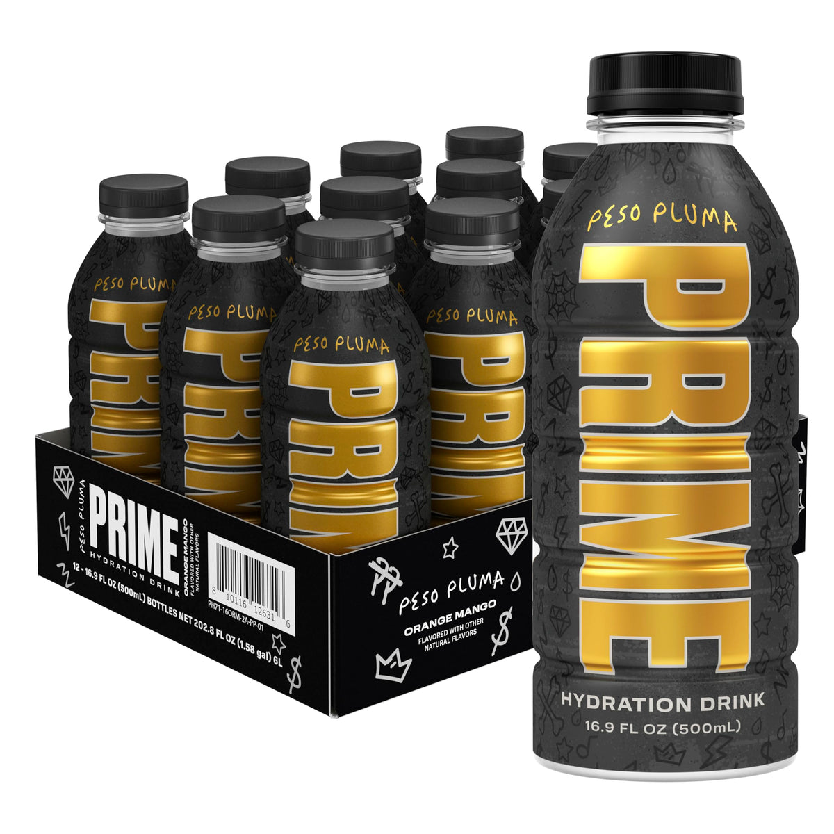 Prime Hydration PESO PLUMA bottle front shows bold flavor and refreshing hydration.