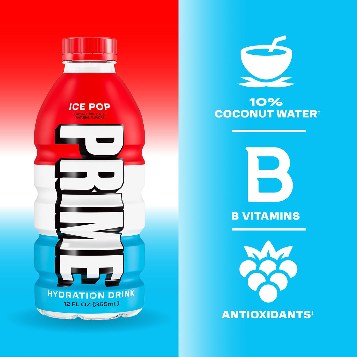 Prime Hydration zero added sugar can with clear label