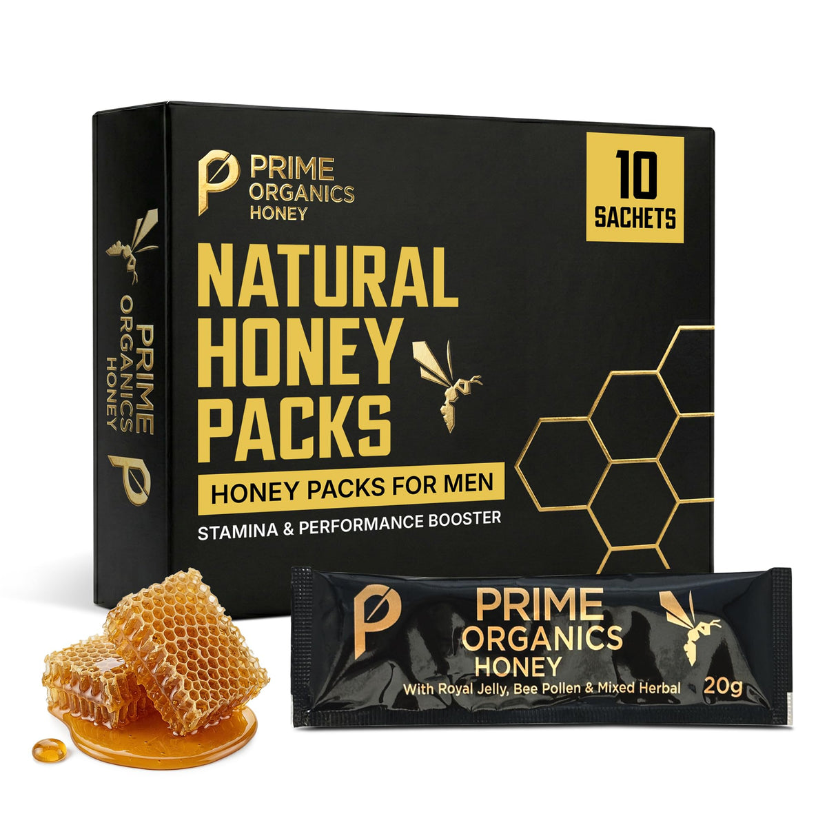 Prime Organics Honey Pack sachet for on-the-go energy boost