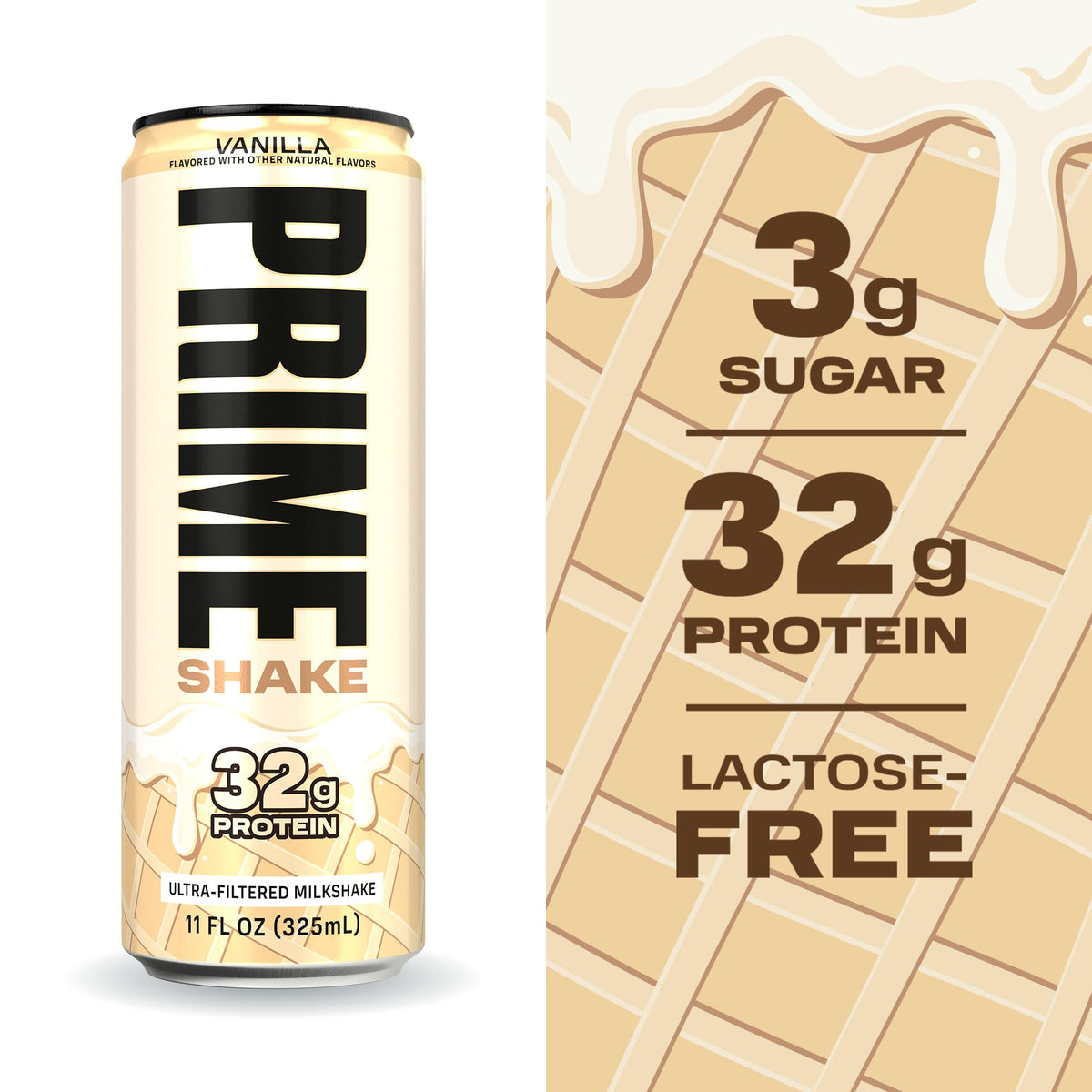 PRIME Shakes Vanilla glass of shake highlighting creamy vanilla texture
