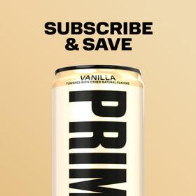 PRIME Shakes Vanilla nutrition panel highlighting 32g protein per bottle