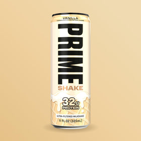 PRIME Shakes Vanilla ready-to-drink bottle on gym or travel setup