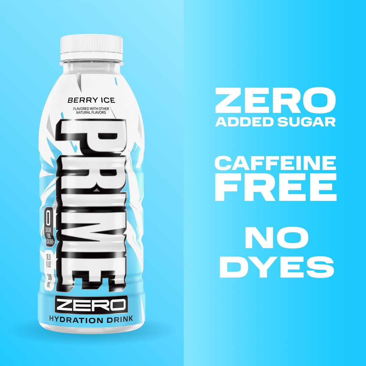 Prime ZERO Berry Ice glass reveal emphasizes crisp, berry-citrus flavor without calories.