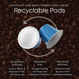 Prince Caffe aluminum pod close-up highlighting crema preservation