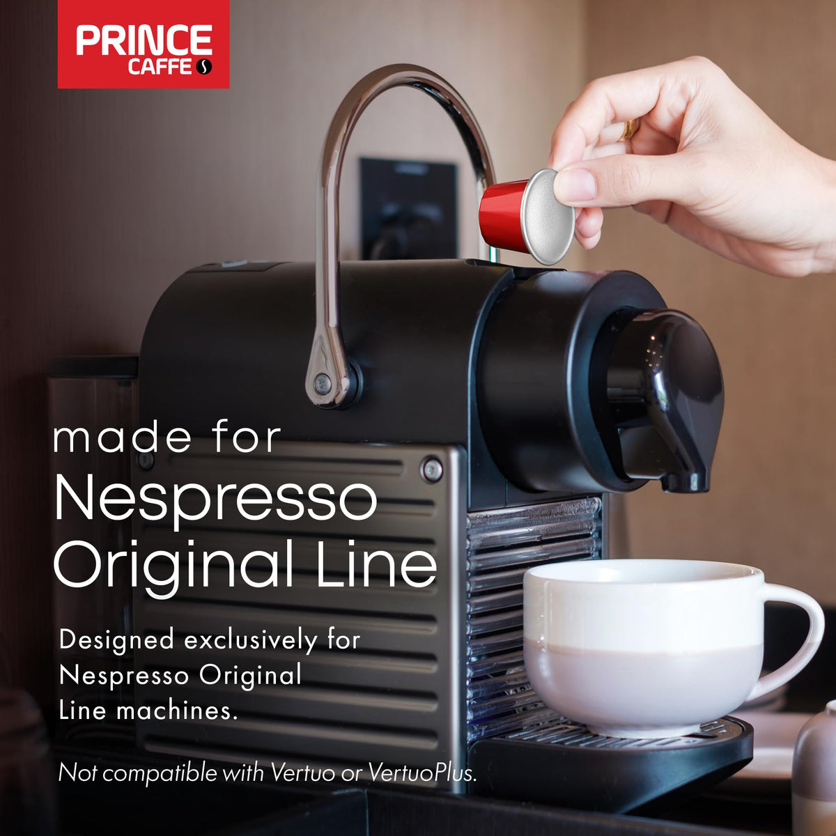 Prince Caffe Espresso pod for everyday espresso with depth