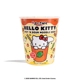 Hello Kitty Hot N Sour cup front view shows six-pack convenience