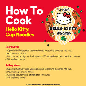 Dorm-friendly Hello Kitty Hot N Sour ramen cup for quick meals