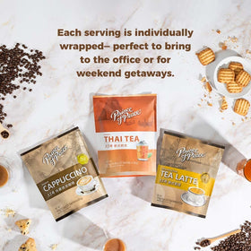 Prince Of Peace 3 in 1 Instant Cappuccino kitchen setup highlights neat, ready-to-mix packets
