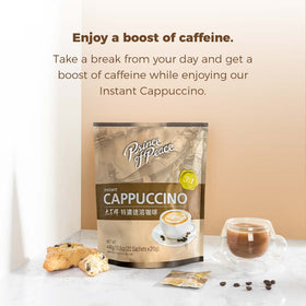 Prince Of Peace 3 in 1 Instant Cappuccino travel mug shows convenient flavor on the road