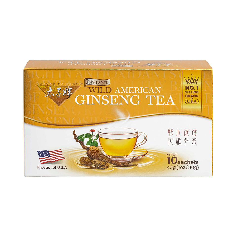 Prince Of Peace American Ginseng Tea sachets in box for easy on-the-go refreshment