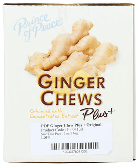 Prince Of Peace Ginger Chew Plus individual wrappers ready for travel and daily enjoyment.