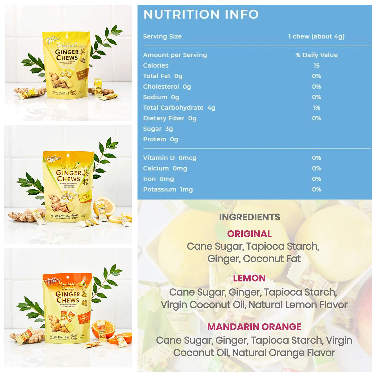 Prince Of Peace Ginger Chews Lychee bundle for aromatic fruit notes.