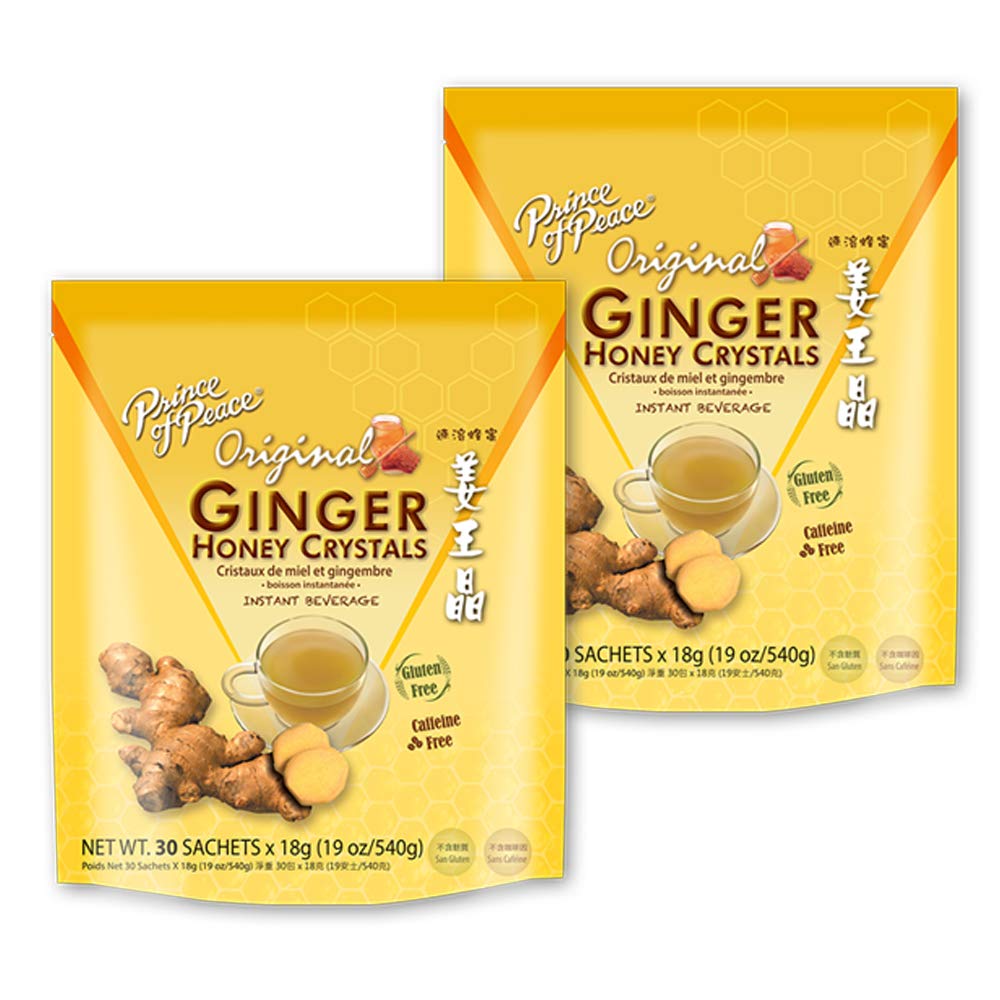 Prince of Peace 2-pack ginger honey crystals sachets for convenient hot or iced drinks