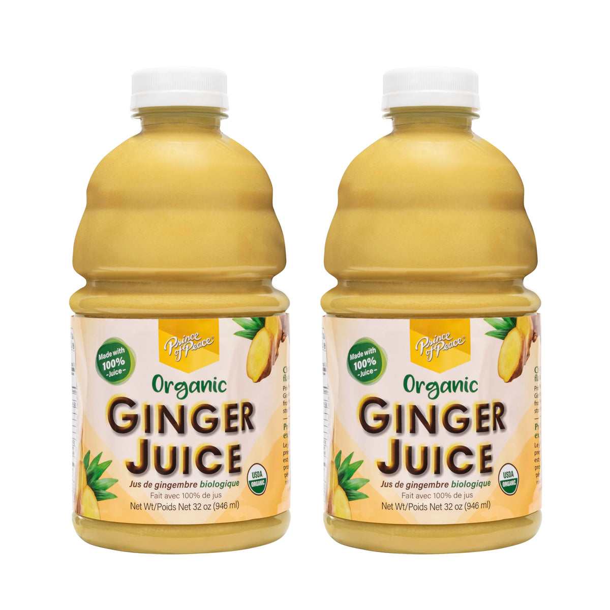 Prince of Peace ginger juice bottle pouring for daily flavor and natural wellness.