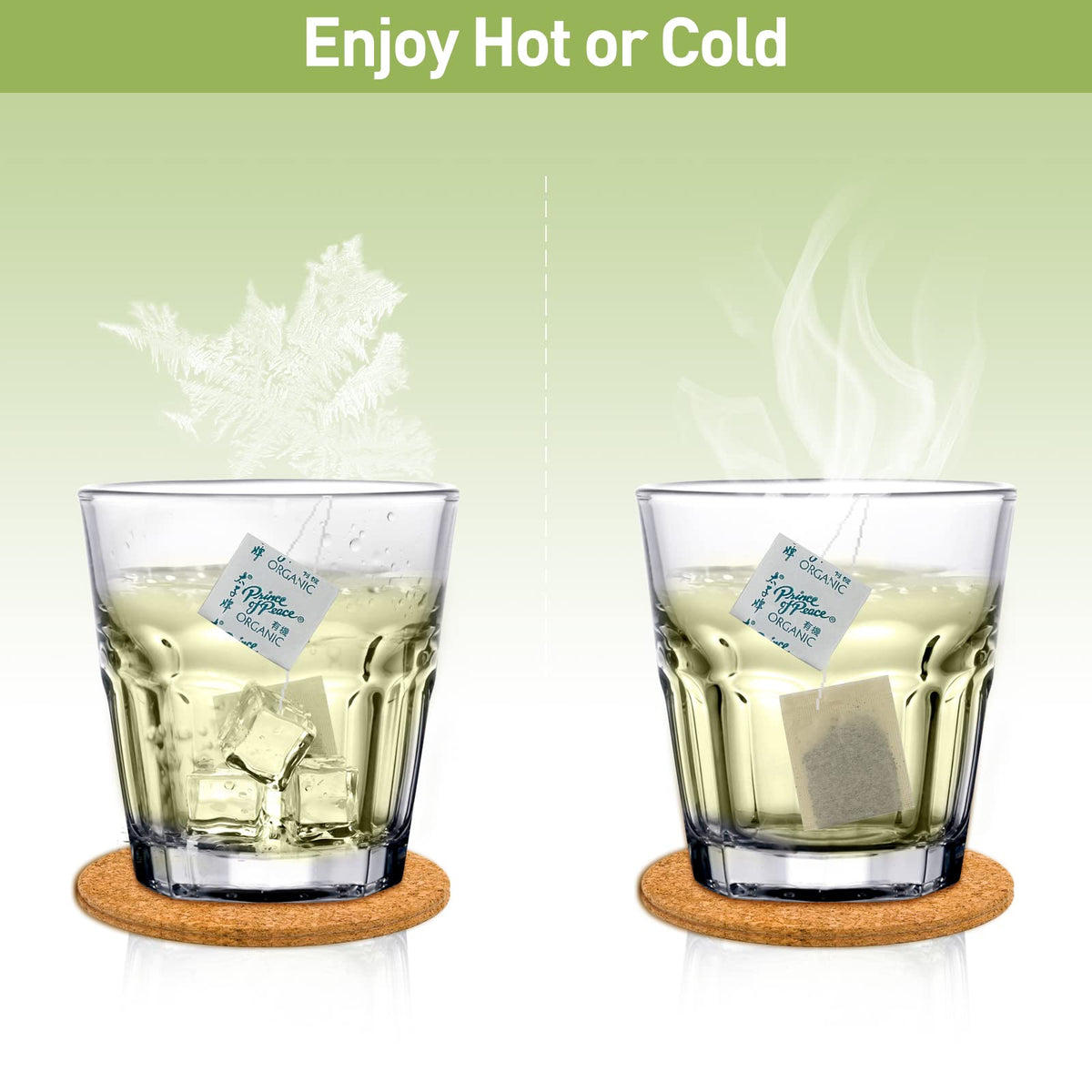 Prince Of Peace green and oolong tea bags offering energy and calm moments.