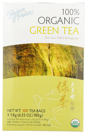 Prince Of Peace Organic Green Tea box front for a comforting daily ritual.