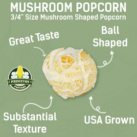 Princeton Popcorn mushroom kernels gluten-free packaging badge visible