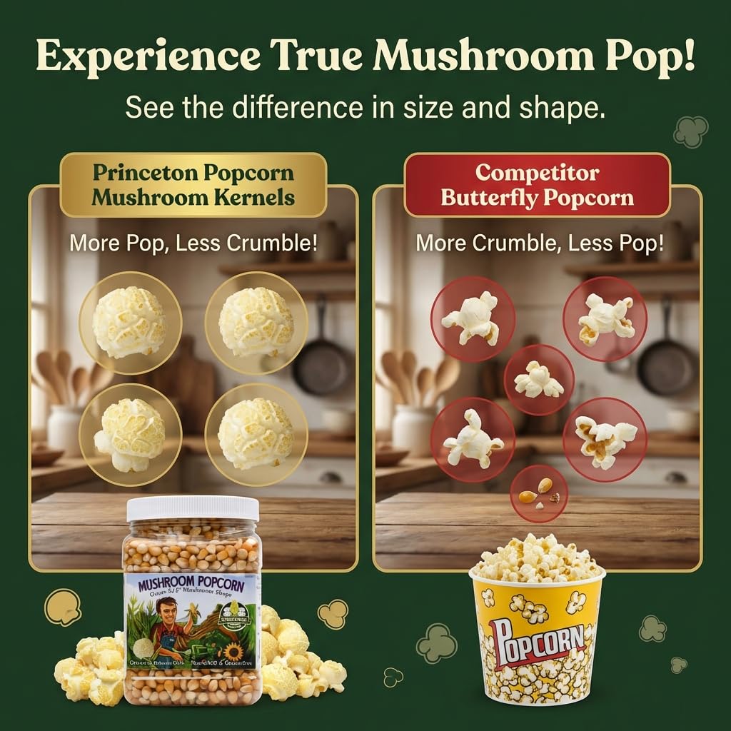 Princeton Popcorn kernels are non-GMO and glyphosate-free, grown in the USA.