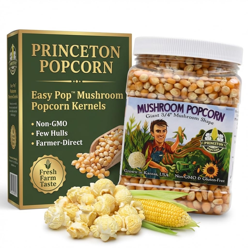 Princeton Popcorn Signature Easy Pop kernels deliver large, tender mushroom pops.