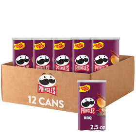 Pringles BBQ Potato Crisps in can stack for easy grab-and-go snacking