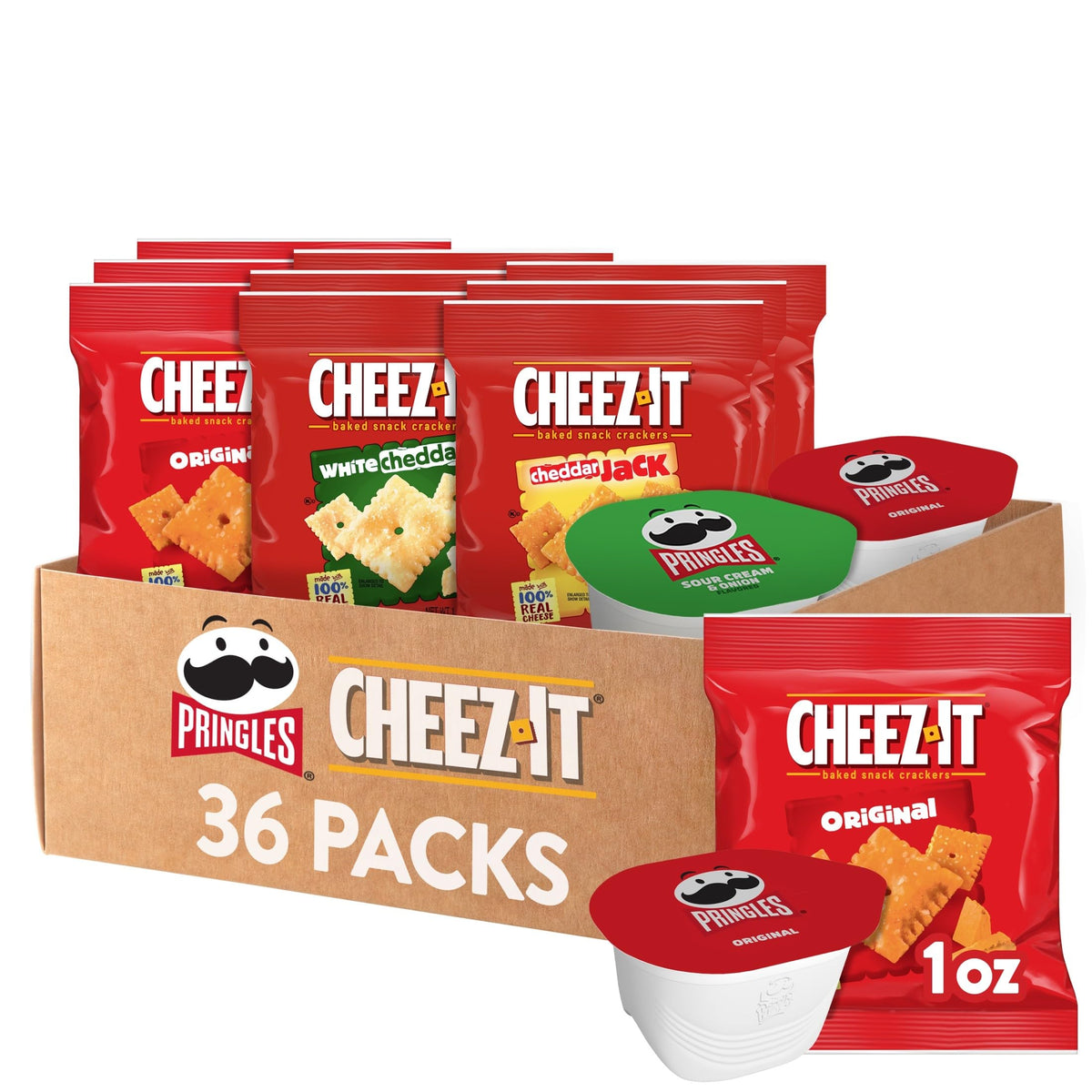 Pringles and Cheez-It variety-pack box for family-friendly snacking