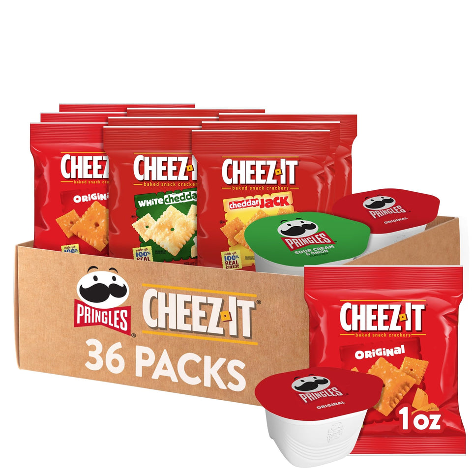 Pringles and Cheez-It variety-pack box for family-friendly snacking