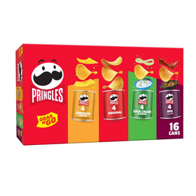 Pringles Grab N' Go variety pack of 16 cans for easy on-the-go snacking.