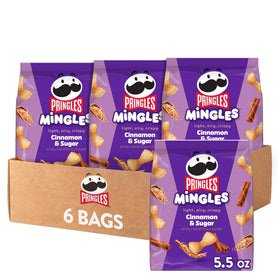Pringles Mingles Cinnamon Sugar can front view, a sweet, shareable snack for gatherings