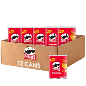 Pringles Original can open pour; grab-and-go crispness for quick snacking.
