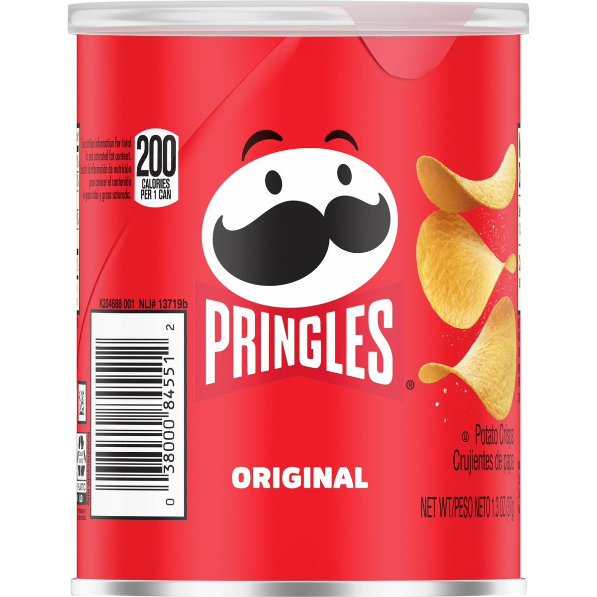 Pringles Original kids snack; stackable can for after-school treat time.