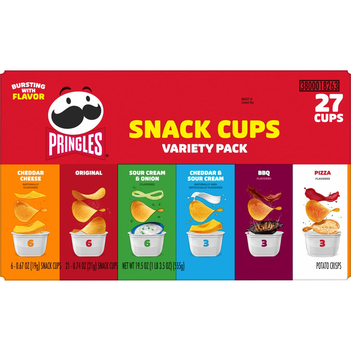 Closeup of Pringles snack cups showing crisp texture