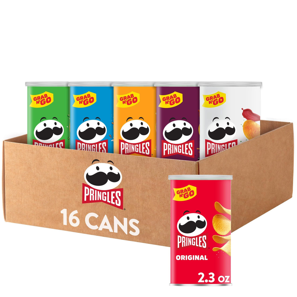 Pringles variety pack 16 cans displayed front view for shareable snacking
