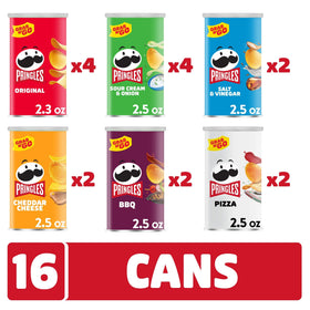 Pringles stackable cans with colorful labels ideal for games and gatherings