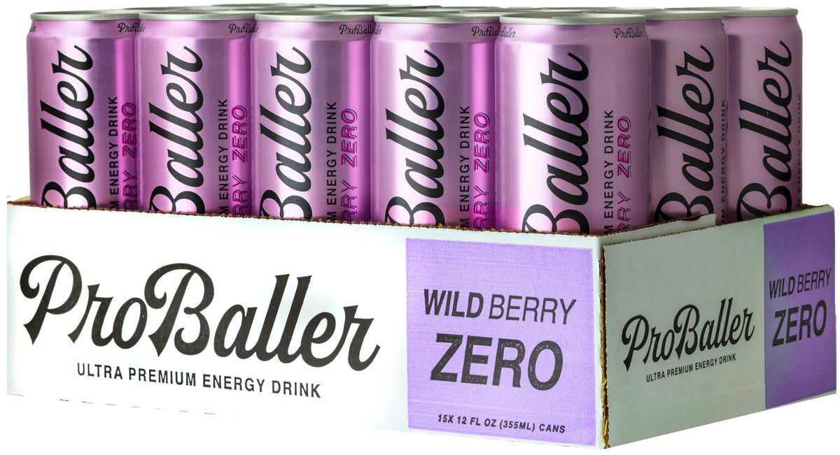 PROBALLER Wild Berry finish bottle cues a smooth, refreshing taste for pre- or post-workout use.