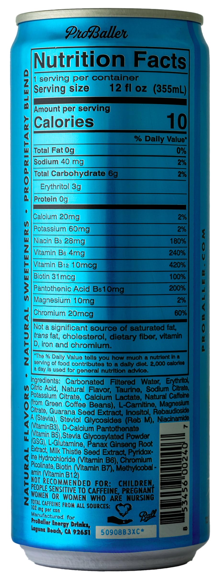 PROBALLER agave-sweetened can showcases a lower glycemic option for mindful choices.
