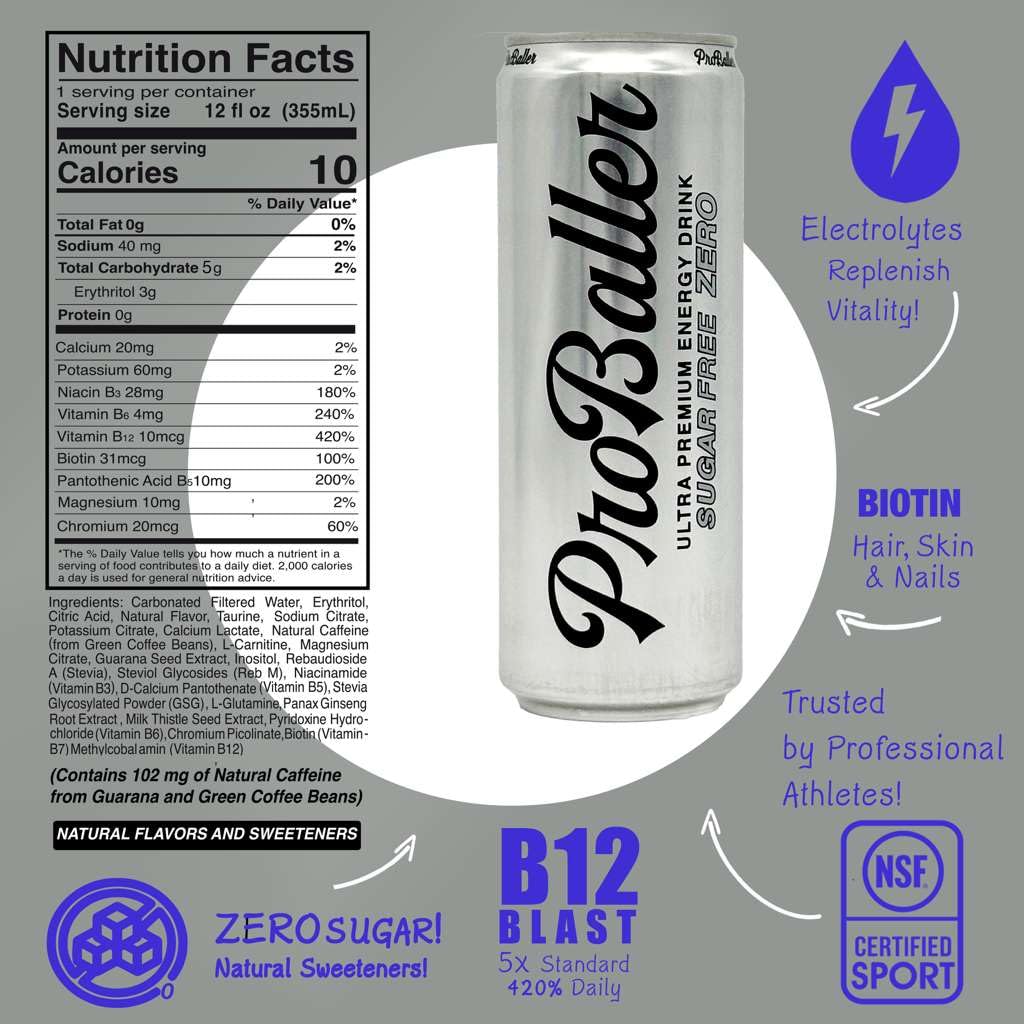 ProBaller electrolyte label highlights hydration support.