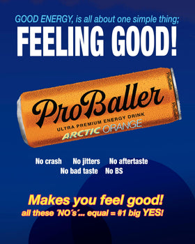 ProBaller ingredients label shows electrolytes and amino acids for hydration support.