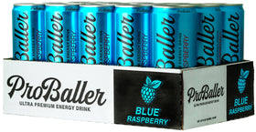 PROBALLER blue raspberry finish with ice evokes quick, refreshing sip post-workout.
