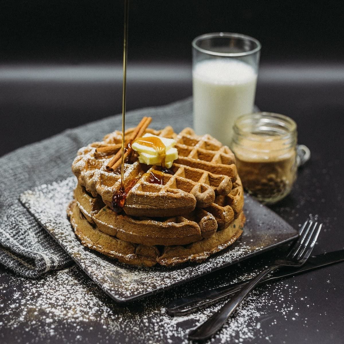 High-protein ProDough pancake mix with milk and eggs option.