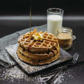 High-protein ProDough pancake mix with milk and eggs option.