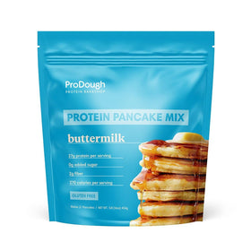 ProDough Pancake Mix bag close-up showing gluten-free ingredients