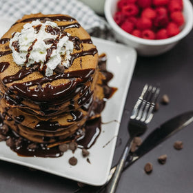 ProDough Protein Bakeshop waffle batter ready for iron emphasizes quick, convenient breakfast