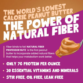 Professor Nutz Organic Peanut Butter ingredients panel showing six natural ingredients for clean nutrition.