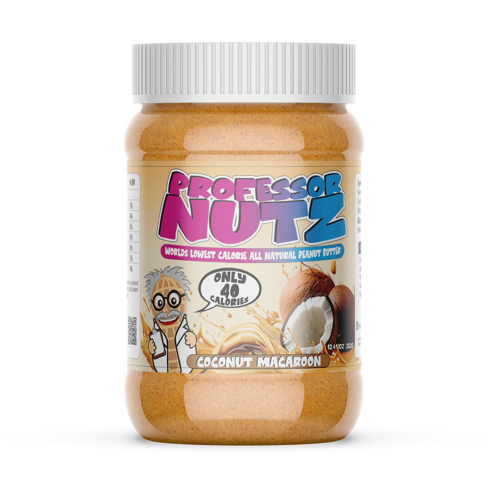 Professor Nutz Organic Peanut Butter jar highlighting natural fiber for a lighter snack.