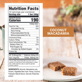 Prolon Coconut Macadamia Bar nut-mix close-up showing premium ingredients.