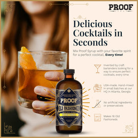 Proof Syrup cocktail glass highlights rich, handcrafted flavor.