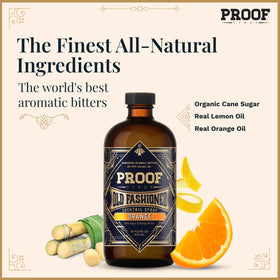 PROOF SYRUP bottle with citrus garnish ready for crafting cocktails