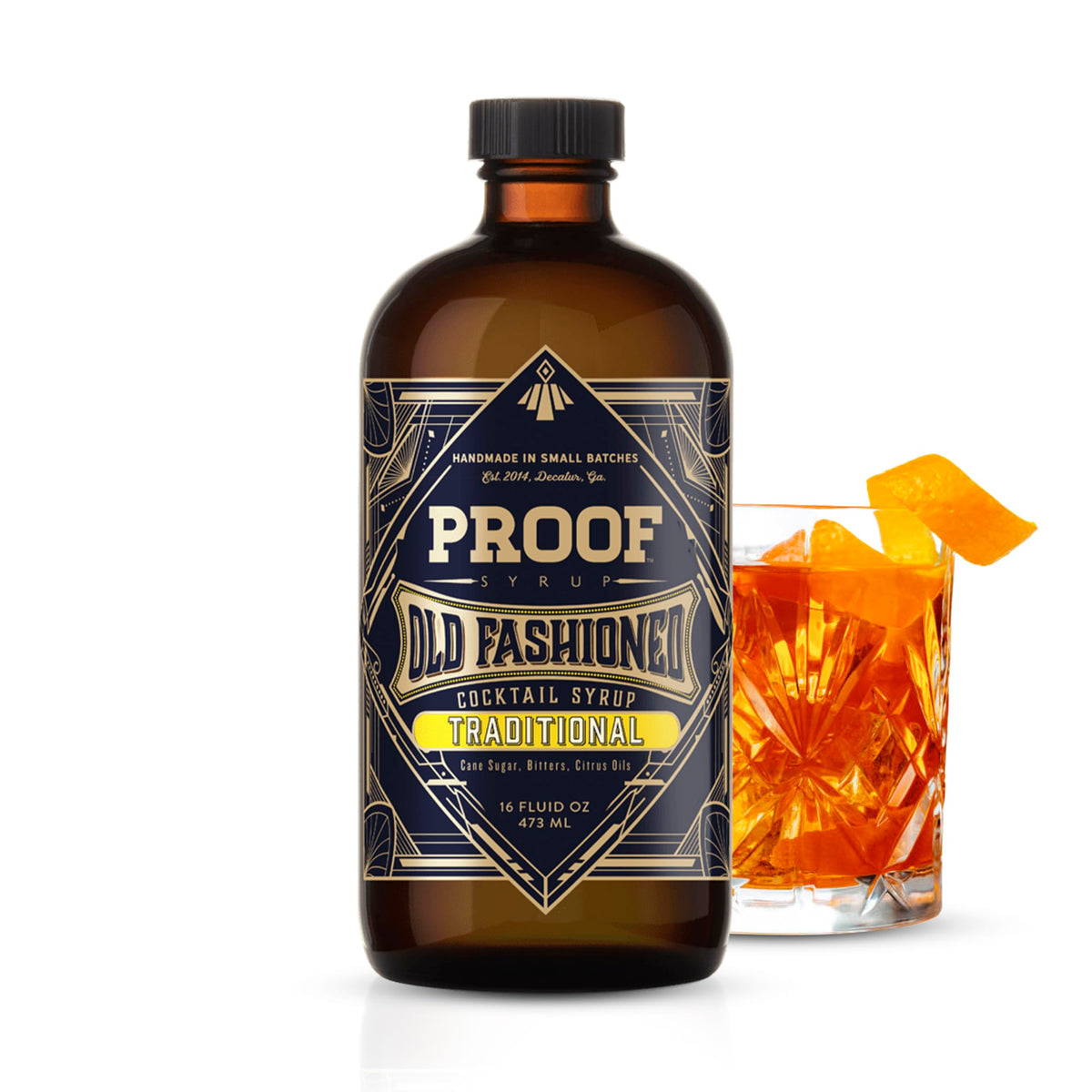 PROOF SYRUP Old Fashioned bottle pouring a smooth, balanced cocktail at home.